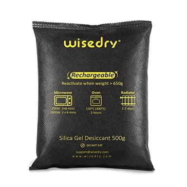wisedry 2 x 500 Gram [2.2 lbs] Rechargeable Silica Gel Car Dehumidifier, Microwave Fast Reactivated Desiccant Packets Large for Gun Safe Closet Basement Garage Storage Moisture Absorber Bag Reusable