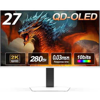 INNOCN 27" QD-OLED 2K QHD 2560 x 1440P 280Hz 240Hz PC Computer Gaming Console Monitor, G-Sync Compatible, 0.03ms, HDR400, 10Bits, HDMI 2.1, DisplayPort, Speaker, Adjustable Stand - 2780s