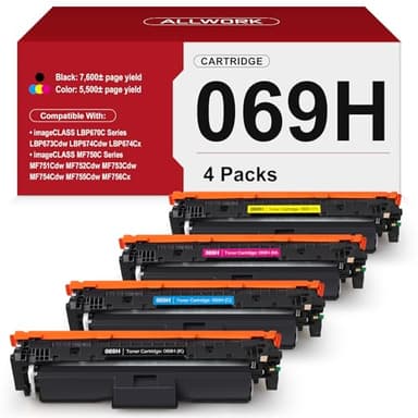 069H 069 High Capacity Toner Cartridge 4-Pack (with Chip) Compatible Replacement for Canon 069H Works for Canon Color ImageCLASS LBP674C MF750C Series MF753Cdw MF751Cdw LBP674Cdw Printer