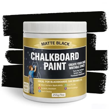 Chalkboard Paint, Black Chalk Board Paint with All-in-One Primer & Top Coat, Matte Black Non-Toxic Quick-Dry Formula for Wall, Wood, Metal and Glass, 9oz