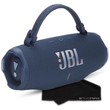 JBL Charge 6 Portable Bluetooth Speaker, IP68 Waterproof, Dustproof, Drop-Proof, AI Sound Boost, Built-in Powerbank, Carrying Strap, 28H Battery – Blue – Boomph's Ultimate Performance Cloth Solution