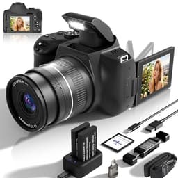 12X Optical Zoom Digital Cameras for Photography: 72MP 4K UHD Auto Focus Compact Cameras with WiFi - 180° Flip Screen & 64GB SD Card for Beginners YouTube Vlogging Creator Outdoor Travel Black