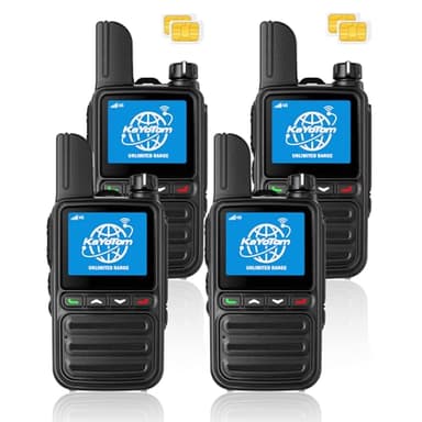 KAYOTOM Lifetime Free Unlimited Range Rapid Global Walkie Talkies PTT Push-to-Talk Over Cellular Nationwide 5000+ Miles POC 4G LTE Handheld Long Range Two Way Radio for Team Management (4Pack and SIM)
