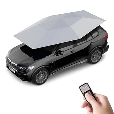 Glacenox Fully Automatic Car Umbrella Tent, Universal Car Covers for Automobiles, Full Exterior Covers for Ourdoor Car Protection Winter Rain Sun Sedan (Silver Gray, 188 inch)