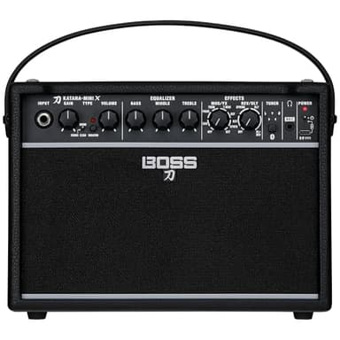 BOSS Katana-Mini X | Powerful 10-Watt Mini Amplifier for Electric, Acoustic & Bass | Tube Logic Design | Custom 5” Speaker | Versatile Sounds & Dual Effects | Bluetooth | Built-in Rechargeable Battery
