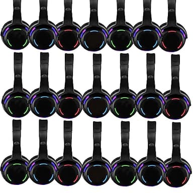 AYVVPII Professional Silent Disco LED Wireless Headphones and RF LED Silent Disco Earphones for iPod MP3 DJ Music Pary Club (30 led Headphone + 3 Transmitter)