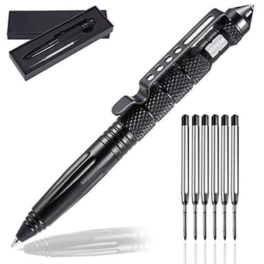 KEPEAK Military Tactical Pen, Professional Self Defense Pen, Emergency Glass Breaker Pen - Tungsten Steel, Writing EDC Survival Tool with 6 Refill