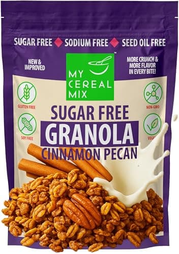 MyCerealMix Sugar Free Granola Cinnamon Pecan, 10oz Trial Size – Keto Diabetic Friendly, High Fiber Gluten Free Cereal, No Sugar Added, Monk Fruit, Plant-Based, Healthy Breakfast Snack