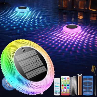 Solar Pool Ionizer Floating Light: Solar Powered Copper Ionizer with Remote Control IP68 Waterproof LED Swimming Pool Light for Above Ground & In-Ground Pools