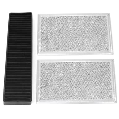 GLOXTED Microwave Filter Set Compatible with GE JVM7195SK6SS PNM9216SK5SS JVM7195EK5ES JNM7196DK5BB JVM7195DK5WW JNM7196SK6SS Microwave Oven Grease & Charcoal Filters Replacement Part, 3 Pack