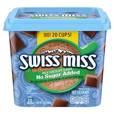 Swiss Miss Milk Chocolate Flavored No Sugar Added Hot Cocoa Mix, Hot Cocoa Bar Supplies, 13 oz. Canister