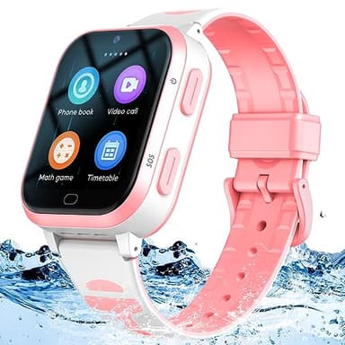 4G GPS Smart Watch for Kids WhatsApp Line Video Phone Call and Text Voice Chat SOS Alarm Message Anti-Lost Real-time Tracker Pedometer Silent Mode Camera TikTok Facebook Global Version Age 3-15 Gift
