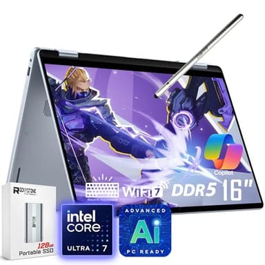 Dell 16 Plus 2-in-1 Laptop, 16" 1920 x 1200 Touchscreen, Core Ultra 7 256V(>i9-13900H), AI Ready, Copilot, Backlit Keyboard, 1080p Webcam, Wi-Fi 7, Windows 11 Home, Ice Blue(16GB DDR5 RAM | 1TB SSD)