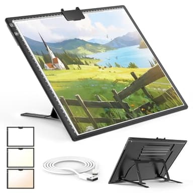 A3 Light Board Diamond Painting, Rechargeable Battery Light Box Tracing, Diamond Art Light Board with Stand and Clip, for Drawing, Sketching, Animation