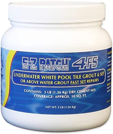 E-Z Products 4 F.S. White Pool Tile Grout Repair Kit - Fast Setting Underwater or Above Water White Grout for Tile Restoration - 3 Lb.