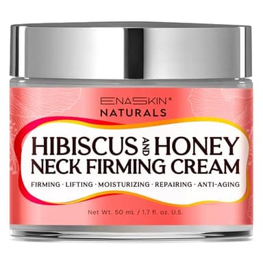 Enaskin Naturals Neck Firming & Tightening Cream with Hibiscus and Honey: Anti-Aging Moisturizer for Fine Lines, Wrinkles & Deep Hydration – Neck, Face & Chest Cream - 1.7 Fl Oz
