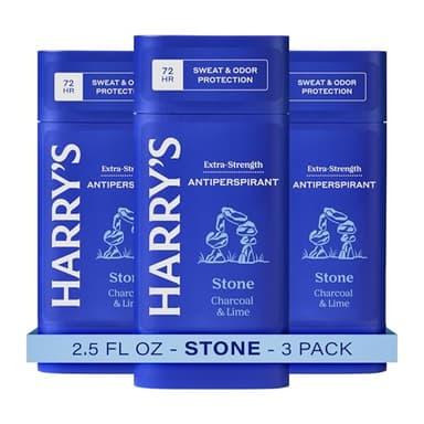 Harry's Extra-Strength Antiperspirant Deodorant, Sweat & Odor Control Antiperspirant for Men, Stone, 2.5 oz Pack of 3