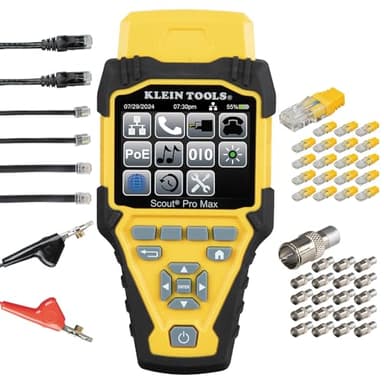 Klein Tools VDV501-770 Cable Tester Set, Scout Pro Max Ethernet, Coax/Video, Phone, (RJ11/RJ12/RJ45) F-Connector Cables, Test-n-Map Remotes