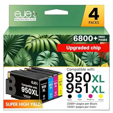 ejet 950XL and 951XL Ink Cartridges Combo Pack Replacement for HP 950XL 951XL Ink Cartridges for HP Printers OfficeJet Pro 8600 8610 8615 8620 8625 8100 276DW 251DW, Black Cyan Magenta Yellow 4 Pack