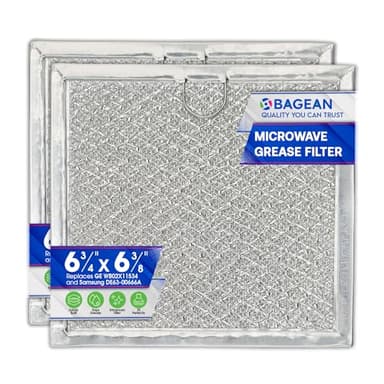 Microwave Filter replacement 6.81" x 6.34" Fits GE WB02X11534 Samsung DE63-00666A Microwave Grease Filter - Freshens and Filters Kitchen Air Entering the Over-the-Range Oven Stove Fan (2-Pack)