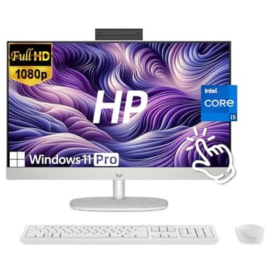 HP 24" FHD IPS Display All in One Desktop PC, Touch Screen, Intel Core i5 Processor 1334U, 16GB DDR4, 512GB SSD, HDMI, Wireless Keyboard & Mouse, Anti-glareM, Wi-Fi 6, USB, Windows 11 Pro, White