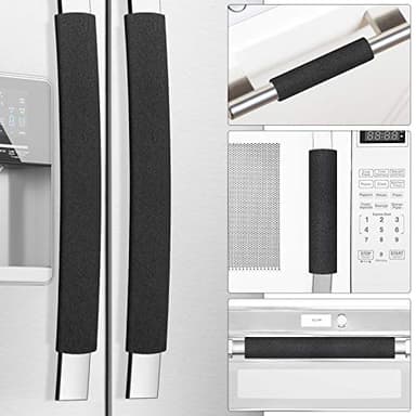 Miss.Silk Refrigerator Door Handle Covers, Set of 5, Keep Your Kitchen Appliance Clean from Smudges, Drips, Food Stains, Oil, Handmade Decor Protector for Fridge, Ovens, Dishwashers (Black)