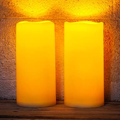Homemory 4"x10" Solar Candles Outdoor Waterproof Dusk to Dawn, Sensor Large Outdoor Candles for Patio, Flickering Flameless Candles Battery Operated for Lanterns, Outside