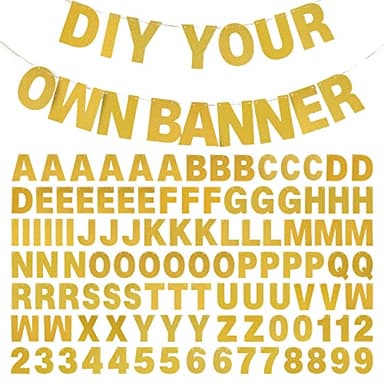 DIY Banner Kit with Letters Glitter Banner Letters Gold Customizable Birthday Banners Graduation Banner Custom Party Hanging Banner for Graduation Wedding Party Baby Shower Decoration (Gold)