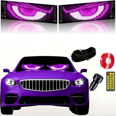 Devil Eyes Light for Car Windshield,Led Eyes for Car,23"x5" 1PCS Dynamic Big Eyes LED Sign,for Windows of Cars Small Medium Truck,Remote & APP Control Custom Text Pattern Animation Programmable Sign