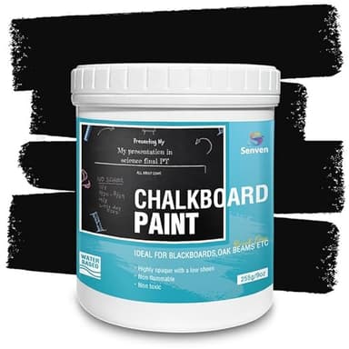 Chalkboard Paint Black Chalk Board Paint for Wood, Metal, Glass, Wall, Plaster Boards Sign, Frame, Interior/Exterior, All-in-One Primer & Top Coat, Black Matte Finish, Acrylic, Non-Toxic, 250g, 9oz