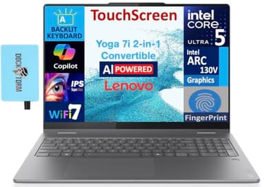 Lenovo Yoga 7i 2-in-1 AI Copilot + Laptop 16.0" 2K Touchscreen Display (Intel Ultra 5 Series 2, 16GB LPDDR5X, 512GB M.2 PCIe SSD, Backlit KB, Fingerprint, 2 TB 4, Win 11 Pro) w/DKZ USB Port Expander