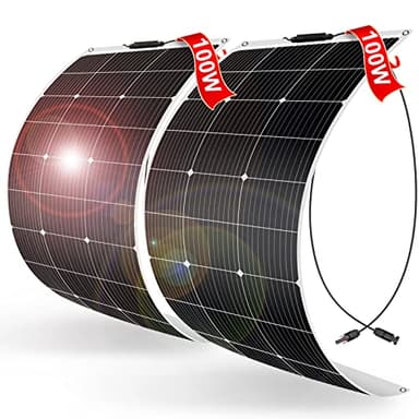 DOKIO 200W (2×100W) Flexible Solar Panels 18V 9BB Monocrystalline for 12V Battery Charging, Semi-Flexible ETFE with MC4, Series/Parallel for RV Boat Camper Van Trailer Off-Grid Use