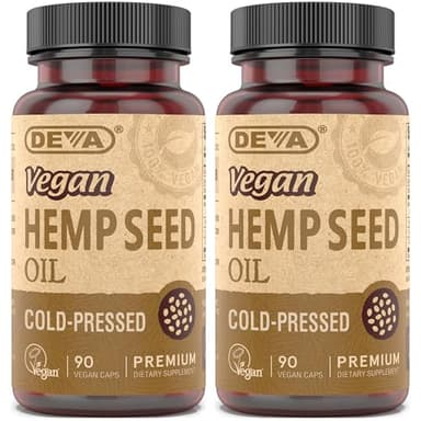 DEVA Vegan Virgin Hemp Seed Oil Capsules 2-Pack – Cold-Pressed, Unrefined, 90 Count Ea