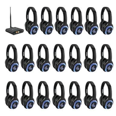Retekess TA003 Silent Disco Headphone System,Silent Disco Headsets with 3 Channel, LED Lights, Hi-Fi Sound Quality, Easy Setup for Party, Club, Bar and DJ (Pack of 20)