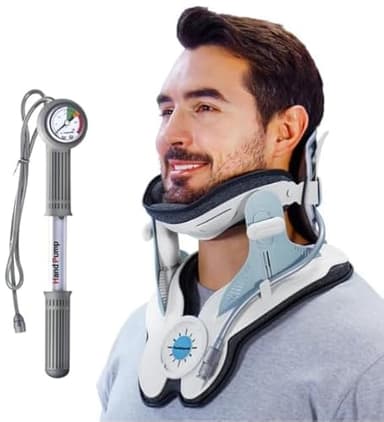 Cervical Neck Traction Device, Adjustable Air Pump Inflatable, Built-in 8 Airbag, Neck Stretcher for Cervical Pain Relief and Relaxation, Easy to Wear for Home Use