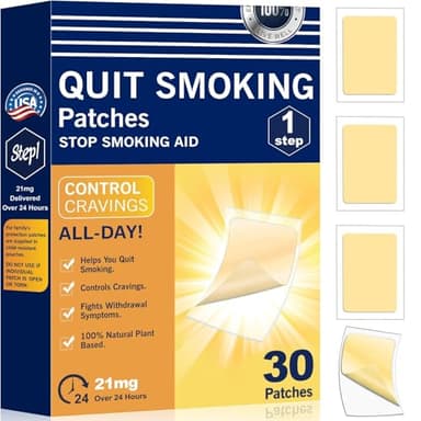 Nicotine Patches 21 mg - Step 1 Stop Smoking Aids That Work - Easy to Quit Smoking Patches - Each Patch Provides a 24-Hour Nicotine Transdermal System - That Work with 1 Weeks - 30 Count