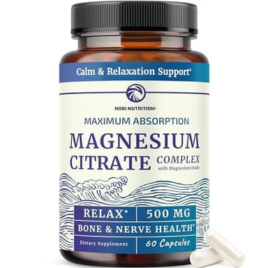Magnesium Citrate Complex 500 MG for Calm & Relaxation | High Absorption Magnesium Supplement | Citrato de Magnesio | Constipation & Digestion Support Non-GMO Soy-Free | 60 Mag Citrate Capsules
