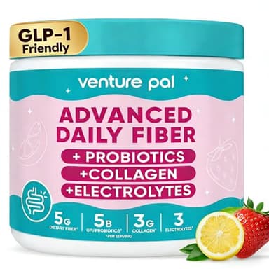 Venture Pal 6-in-1 Fiber Powder Supplement, GLP-1 Friendly, Gut & Digestive Support with Acacia Fiber, Prebiotic & Probiotics, Collagen & Electrolytes, Daily Fiber Powder for Women and Men, Sugar Free