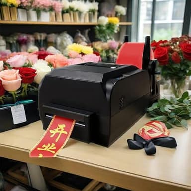 TBANVOO Satin Ribbon Printing Machine with Holder, 200 Dpi Digital Ribbon Printer Thermal Label Printer Foil Stamping Printing Machine, Supports 50+ Languages,Single