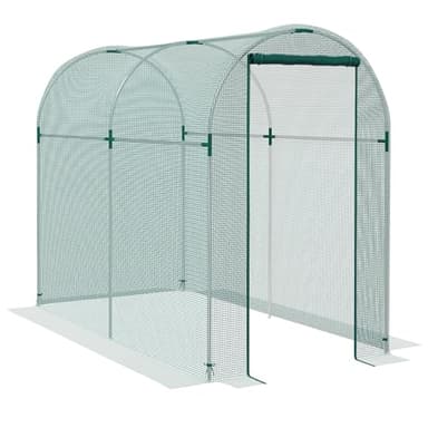 Outsunny 4' x 8' Crop Cage, Plant Protection Tent with Zippered Door and Galvanized Steel Frame, Fruit Cage Netting Cover for Garden, Yard, Lawn, Green