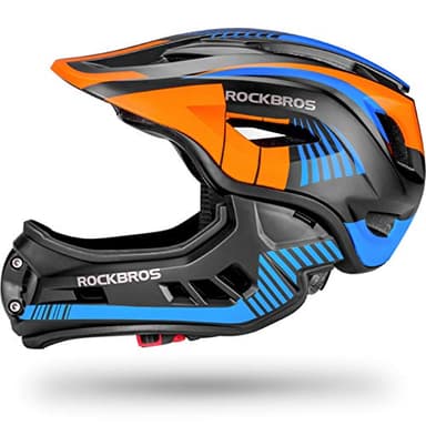 ROCKBROS Kids Full Face Helmet Kids Bike Helmets Lightweight Toddler Mountain Bike Helmet Detachable for MTB BMX Skating Cycling Scooter Safety Bicycle Helmets for Youth Child Boys Girls Ages 3-16