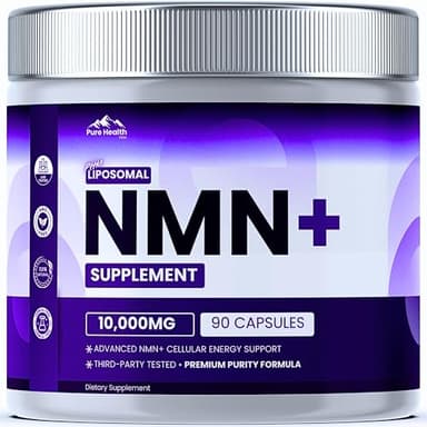PURE HEALTH MAX NMN Supplement with NAD+ and Resveratrol - NMNH Alternative | NAD Liposomal Supplements for Men and Women - Supports Cellular Energy | 90 Capsules, 3 Months Supply