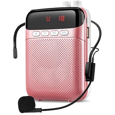 Portable Voice Amplifier for Teachers with Bluetooth, 2400mAh Rechargeable Headset Microphone Amplifier and Waistand,Portable Meagaphone Speaker Mic for Teachers,Tour Guides,Classroom,Yoga(Rose)