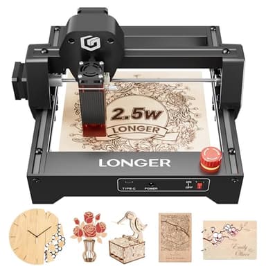 LONGER RAY5 Laser Engraver 2500mW High Precision 0.04 * 0.04mm Laser Cutter and Engraving Machine 130x130mm Working Area Mini Portable Laser Engraver for Wood Metal Acrylic Glass