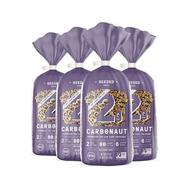 Carbonaut Low Carb Bread, Keto Bread, Keto-Certified Food, Snack, Meals, Non-GMO, Vegan Bread Pack of 4 (Low Carb Seeded)