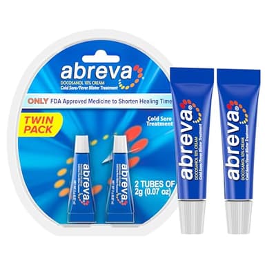 Abreva 10 Percent Docosanol Cold Sore Treatment, Treats Your Fever Blister in 2.5 Days - 0.07 oz Tube x 2