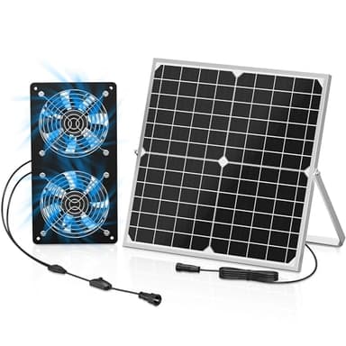 TIMEBAL Solar Exhaust Fan for Shed, 350 CFM High Airflow Solar Vent Fan with Dual Waterproof Fans, Outdoor Ventilation for Chicken Coop, Greenhouse, Dog House Cooling
