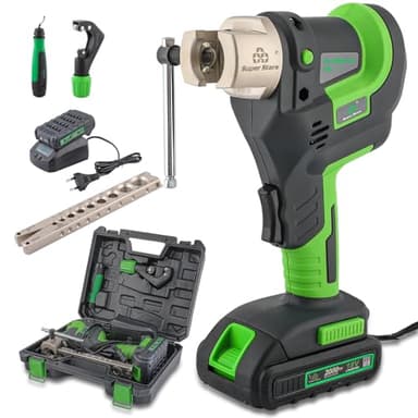 Rogvoc Power Flaring Tool Kit for 1/4" - 3/4" HVAC Cordless Flare Tool with Metric and Imperial Integrated Clamps 45° Eccentric Cone for Copper Aluminum Pipe with Deburring and Cutter Tool