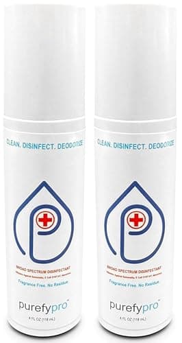 Purefypro Disinfectant Spray (4oz, 2pk) - Kills 99.9999% MRSA, E Coli, Norovirus, Flu and Hepatitis Viruses, HIV Virus, Viruses, VRE, Drug Resistant Germs, Fungi, No Rinse, No Residue