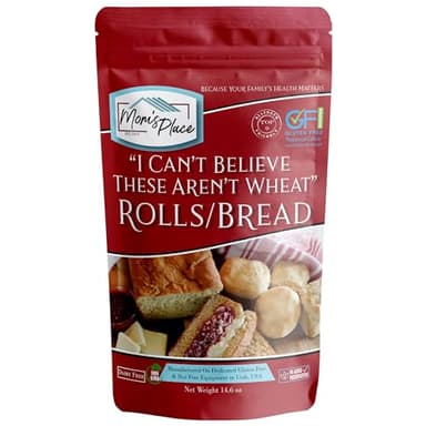 Mom's Place "I Can't Believe These Aren't Wheat!" Gluten-Free Rolls/Bread Mix, Easy to Prepare, Vegan, Nut Free, Dairy Free & Soy Free, 14.6 oz.